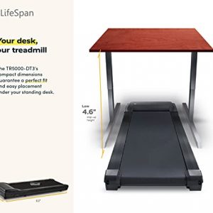 LifeSpan Fitness TR5000 Portable Walking Under Desk Treadmill 400lb Capacity, 3HP Quiet Motor, LED Console, for Home or Office Standing Desk Workout