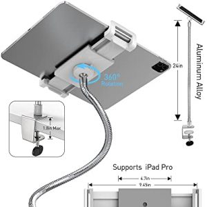 AboveTEK Heavy Duty Aluminum iPad Holder, Gooseneck Tablet Holder, Phone Holder for Bed Office Kitchen, Fits for 4.5