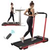 FYC Under Desk Treadmill for Home 2-in-1 Folding Treadmill 2.5HP Compact Exercise Workout Electric Foldable Running Machine Portable Treadmill for Running and Walking, Installation-Free (Red)