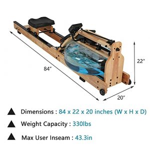 Koreyosh Rowing Machine Indoor Water Rower with LCD Digital Monitor Water Resistance Row Machine Home Gym Equipment for Whole Body Exercise Cardio Training,Oak Wood