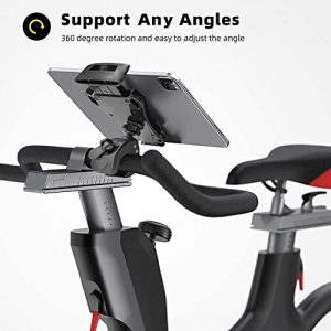 DM Treadmill Tablet Holder, Rotatable iPad Holder for Spin Bike, iPad Clamp Mount Compatible with iPad Pro/Air/Mini Galaxy Tabs, 4.7-12.9
