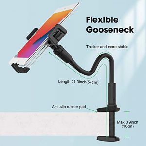 Smatree Cell Phone &Tablet Gooseneck Mount Holder for Desk, Flexible arm Clamp Mount Compatible with 4.7-12.9