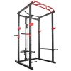 Power Cage 1000-Pound Capacity Exercise Stand Olympic Squat Cage Power Rack with LAT Pull-Down Attachment, Multi-Grip Pull-up Bar and Dip Handle for Men Women Strength Training Home Gym Equipment