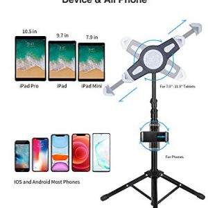 Elitehood Ipad Tripod Stand, Height Adjustable iPad Stand Holder & iPad Floor Stand with 360° Rotating iPad Tripod Mount for iPad Mini, iPad Air, iPad Pro and All 7.9-11.9 Inch Tablets