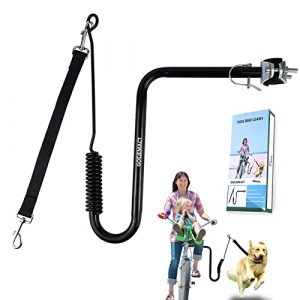 Retractable Bicycle Dog Leash,Hands Free Bike Leash Exercising Training Jogging Cycling,1000lbs Pulling Tension Buffer Military Grade,Easy to be Installation & Removal,Outdoor Dog Pets Exerciser Black
