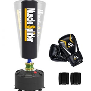 Muscle Splitter Freestanding Punching Bag 70’’-203 lb with 12OZ Pro Boxing Gloves and HandWraps Heavy Boxing Bag Heavy Bag with Suction Cup Base for Adult Youth Kids-Men for Home Office