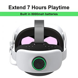BUSQUEDA Elite Strap with Battery for Oculus Quest 2, 8000mAh Extend 7hrs Playtime,Fast Charging VR Power,Counter Balance&Adjustable Head Strap for Enhanced Support and Comfort in VR