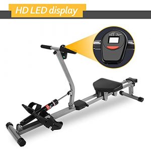 Rowing Machine,Steel Rowing Machine Cardio Rower Workout Body Fitness Accessory with Timing Counting etc Meter Display for Home Gym