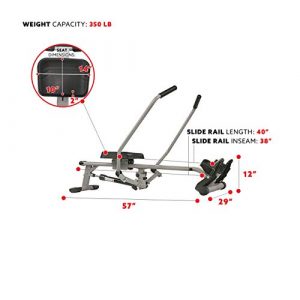 Sunny Health & Fitness SF-RW5639 Full Motion Rowing Machine Rower w/ 350 lb Weight Capacity and LCD Monitor (Renewed)