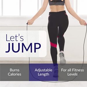 SKIPA-ROO JUMP ROPE - Workout Adjustable Fitness for Men and women equipment home in your gym cardio, boxing or x-training. Black