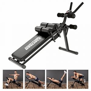 HANSTORM Adjustable Folding Sit Up Bench Workout, Abdominal Exercise Equipment Bench for Men and Women, Slant Bench for Strength Training Fitness, Black