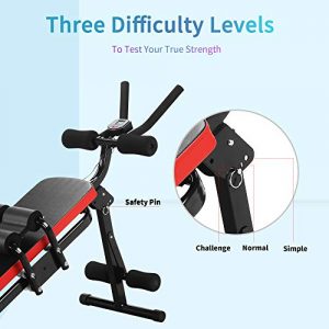 Wesfital Core & Abdominal Trainer Ab Machine Sit Up Bench Exercise Equipment with 3 Difficulty Levels with Digital Monitor