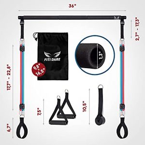 FITI DARE Portable Pilates Bar Kit with Adjustable Resistance Band (25,30,35lb) | Home Workout Equipment for Women&Men of All Heights | Strength Fitness Bands Set | Outdoor Full Body Exercise Gym