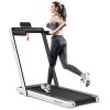 Goplus 2 in 1 Folding Treadmill with Dual Display, 2.25HP Superfit Under Desk Electric Pad Treadmill, Installation-Free, Blue Tooth Speaker, Remote Control, Walking Jogging Machine for Home/Office Use