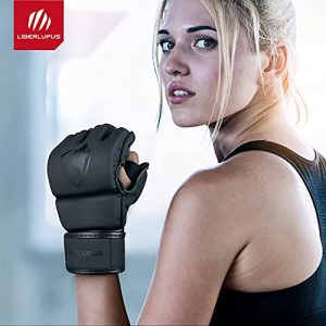 Liberlupus MMA Gloves for Men & Women, Martial Arts Bag Gloves, Kickboxing Gloves with Open Palms, Boxing Gloves for Punching Bag, Sparring, Muay Thai, MMA