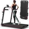 OMA 1012EB Folding Treadmill for Small Spaces Foldable Portable Compact Walking Running Treadmills for Home Gym with 2.25HP 300lb Weight Capacity 48"x17.7" Extended Belt IPad Holder 36 Preset Programs