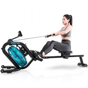 Merax Water Rowing Machine – Fitness Indoor Water Rower with LCD Monitor Home Gym Equipment (Black)