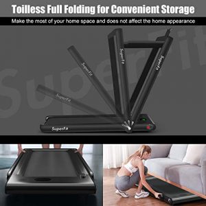 Goplus 2 in 1 Folding Treadmill, 2.25HP Superfit Under Desk Electric Treadmill, Installation-Free with Blue Tooth Speaker, Remote Control, APP Control and LED Display, Walking Jogging for Home Office