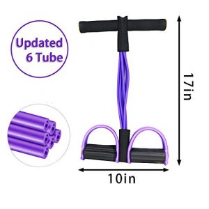 calliven Multifunction 6-Tube Elastic Yoga Pedal Puller Resistance Band, Natural Latex Tension Rope Fitness, for Abdomen Waist Arm Leg Stretching Slimming Training (Purple)