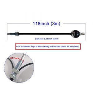 Fitness Pulley Cable 118/157/ 197/236 Inch, LAT Pulldown Cable Replacement Thick 6mm for Pulley System Cable Machine Accessories, PU Coating Steel Wire Rope with Stopper Ball (Cable with Screw, 118)