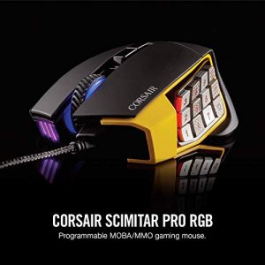 Corsair Scimitar Pro RGB - MMO Gaming Mouse - 16,000 DPI Optical Sensor - 12 Programmable Side Buttons - Yellow, Model Number: CH-9304011-NA