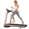 SUNNY HEALTH & FITNESS Asuna SpaceFlex Electric Treadmill with Auto Incline, LCD and Pulse Grips, Speakers, Tablet Holder, 220 LB Max Weight, Folding and Portability Wheels - 7750P, Pink
