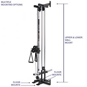 ARCHON Wall Mount Commercial Ball Bearing Cable Station | 17 Position Adjustable Dual Pulleys | Home Gym Equipment | Cable Crossover Machine | Cable Pulldown
