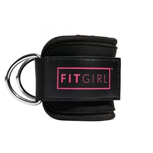 FITGIRL - Ankle Strap for Cable Machines and Resistance Bands, Work Out Cuff Attachment for Home & Gym, Booty Workouts - Kickbacks, Leg Extensions, Hip Abductors, for Women Only (Black)