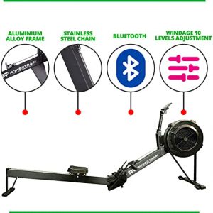 RowerTrain Rowing Machine Adjustable Footrest and Bench Best Rowing Machines for Home Use and Fitness Workout with LCD Monitor-Real Time Data Easy Assembly-Foldable