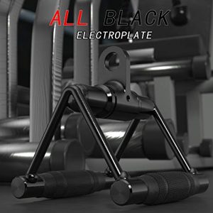 allbingo Pro Steel Cable Attachment Handles,Ultra Heavy Duty Cable Machine Accessories with Rubber Grips for Tricep Rowing LAT Pulldown Press Down T Bar Home Gym (Black Steel Handles)