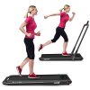 GYMAX Folding Treadmill, 2 in 1 Under Desk Electric Running Machine with LED Screen, Portable Walking Machine for Home, Office, Gym (Black)