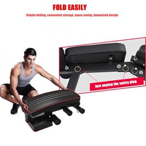 Foldable Weight Bench Sit up Bench Adjustable Fitness Bench with Exercise Rope Home Gym Workout Bench Incline Abs Benchs Flat Fly Weight Press Fitness Exercise Strength Training Muscle Gains【US Stock】