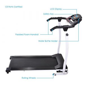 AW Folding Electric Treadmill Portable Running Walking Treadmill with LCD Display Easy Assembly for Home Exercise White