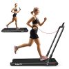 GYMAX 2 in 1 Folding Treadmill, Under Desk Electric Treadmill with LED Monitor, Remote Control, Smart App Control, Flexible Running Machine for Small Space Home Gym (Black)