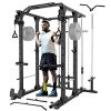 MAJOR LUTIE Power Cage, 1400 lbs Capacity Power Rack Commercial Multi-Function Weight Cage with Adjustable Cable Crossover System and Landmine, Garage & Home Gym(Black)