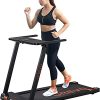 UREVO Foldable Treadmills for Home,Under Desk Electric Treadmill Workout Running Machine,2.5HP Portable Compact Treadmill with 12 Pre Set Programs and 16.5 Inch Wide Tread Belt (Black)