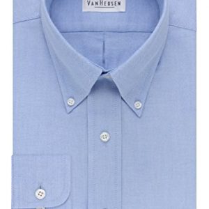 Van Heusen Men's Long Sleeve Oxford Dress Shirt, Blue, Large