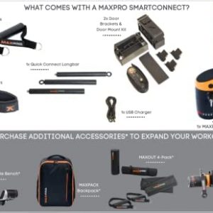 MAXPRO: Portable Smart Cable Gym | As Seen on Shark Tank | All-in-One Machine with Bluetooth and Free APP | Exercise Anywhere - Outdoors, Camping, Travel | 5-300lbs Resistance | Sport Orange