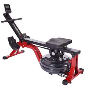 Stamina X Water Rower, Compact Rowing Machine with Heart Rate Transmitter and Multi-Function Monitor