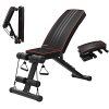 Foldable Weight Bench Sit up Bench Adjustable Fitness Bench with Exercise Rope Home Gym Workout Bench Incline Abs Benchs Flat Fly Weight Press Fitness Exercise Strength Training Muscle Gains【US Stock】
