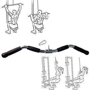 Yuhqc Barbell Economy Multi-Exerciser Cable Attachment Bar with Rubber Handgrips & Revolving Hanger 20/30 Inch (30 Inch)