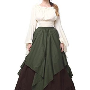 NSPSTT Women Medieval Costume Renaissance Dress Women Victorian Ball Gown Gothic Pirate Costume
