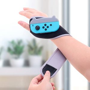 Switch Wrist Strap, Switch Arm Band for Just Dance 2021 Switch Boxing Game with 2 Switch Thumb Grip Caps - Gray