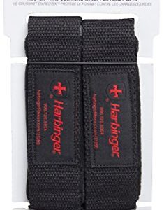 Harbinger Padded Cotton Lifting Straps with NeoTek Cushioned Wrist (Pair), Black , 5 mm