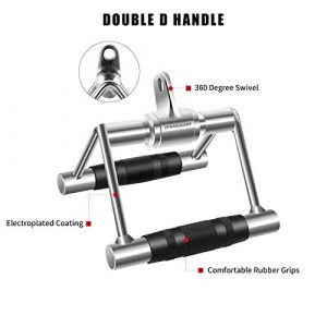 DYNASQUARE Tricep Press Down Cable Machine Attachment, LAT Pulldown Attachments, Home Gym Accessories, Double D Handle, V-Shaped Bar, Tricep Rope, Pull Down Straight Bar