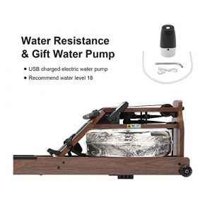 TOPIOM Water Rowing Machine for Home Use, Water Resistance Wooden Rower Machine with Bluetooth Monitor, Suitable for Indoor Fitness Exercise Sports Equipment