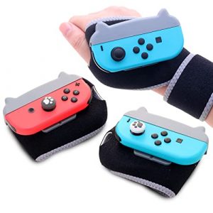 Switch Wrist Strap, Switch Arm Band for Just Dance 2021 Switch Boxing Game with 2 Switch Thumb Grip Caps - Gray