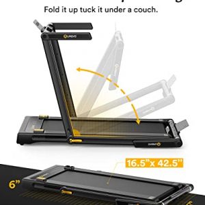 UREVO 2 in 1 Under Desk Treadmill,2.5HP Folding Treadmill with Remote Control,Dual Display,Walking Jogging Machine for Home/Office Use