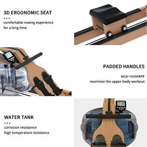 Gardenature Water Rowing Machine for Home Use, Wooden Water Rowing Machine with Bluetooth Monitor, Water Rower Family Gym Fitness Equipment-Beige