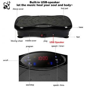 Deefielly Mini Vibration Plate Exercise Machine Whole Body Workout Fitness Vibration Platform Machine Home Training Equipment for Adult Weight Loss with Bluetooth Speaker